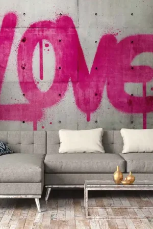 Livraison Express Papier peint panoramique en vinyl sur intissé Love rose 371 H x 280 L cm