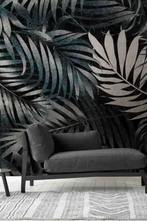 Papier peint panoramique en vinyle sur intissé végétal noir L 371 x H 280 cm AS CREATION Usine Directe