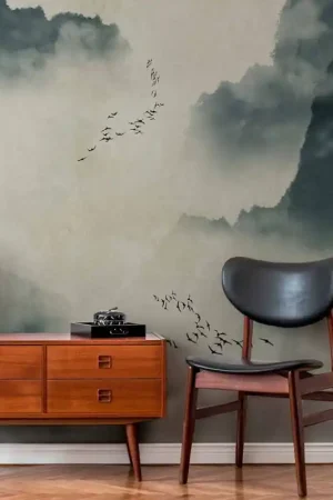 Offre Limitée Papier peint panoramique en vinyle sur intissé ciel brume bleu L 371 x H 280 cm AS CREATION