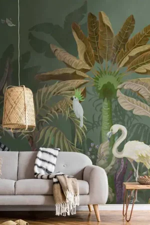 Offre Exclusive Papier peint panoramique en vinyle sur intissé savane vert L 371 x H 280 cm AS CREATION