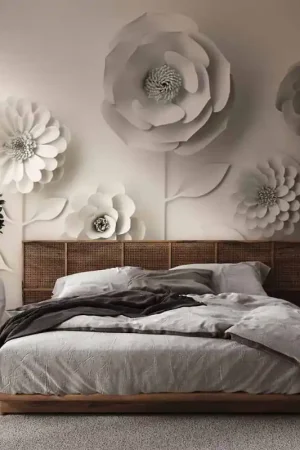 Certifié Papier peint panoramique en vinyl sur intissé floral 3D beige L 371 x H 280 cm AS CREATION