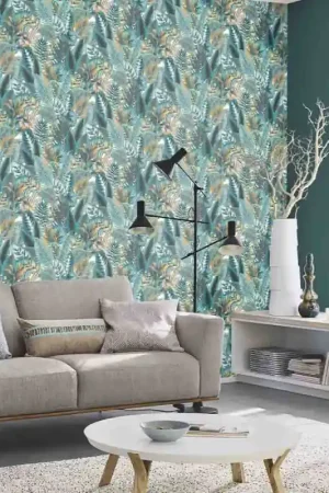 Papier peint intissé jungle néo bleu Usine Directe