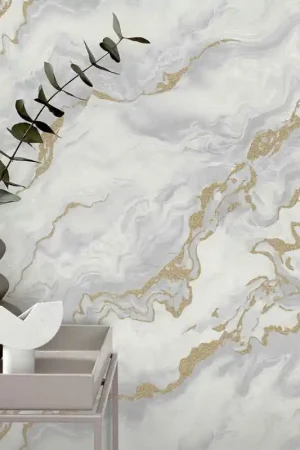 Jusqu'à Épuisement Des Stocks Papier peint intissé marbre blanc or