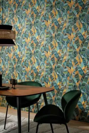 Papier peint intissé végétal sérénade vert ERISMANN Bon Marché