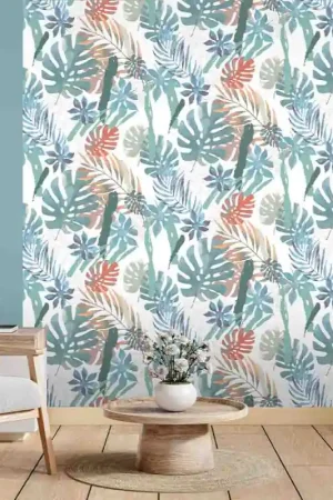 Papier peint intissé végétal terracotta et bleu UGEPA Expédié Aujourd'hui