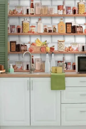 Dernière Chance Papier peint intissé étagère cuisine multicolore UGEPA