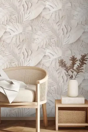 Offre Exclusive Papier peint intissé grande feuille beige UGEPA