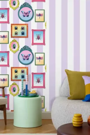 Produit De Marque Papier peint intissé rayure violet UGEPA