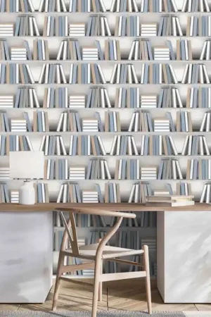 Quantité Limitée Papier peint intissé bibliothèque bleu UGEPA