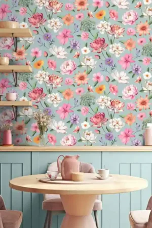 Vente Directe Papier peint intissé Floral Pattern Bleu UGEPA
