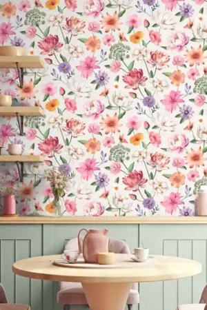 Papier peint intissé floral fond blanc UGEPA Expédié Aujourd'hui