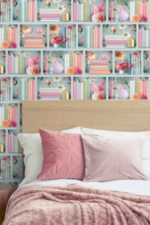 Papier peint intissé étagère florale bleu UGEPA Retour Gratuit