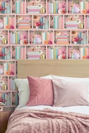 Top Vente Papier peint intissé étagère florale rose UGEPA
