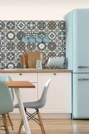 Nouveauté Papier peint carreaux de ciment vert UGEPA