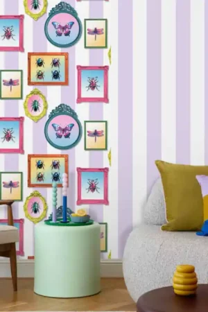 Papier peint à rayure violet UGEPA Vente Directe