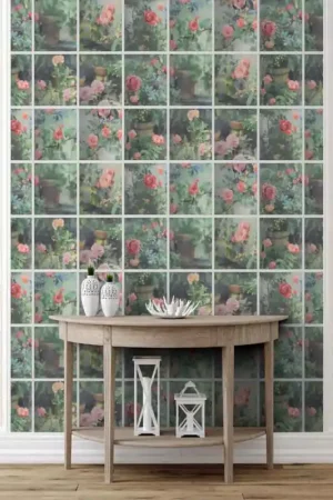 Livraison Express Papier peint floral fenêtre vert UGEPA