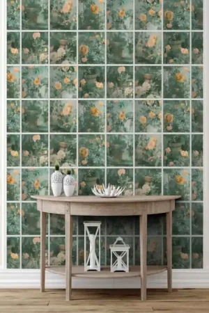 Papier peint floral fenêtre orange UGEPA Nouveauté