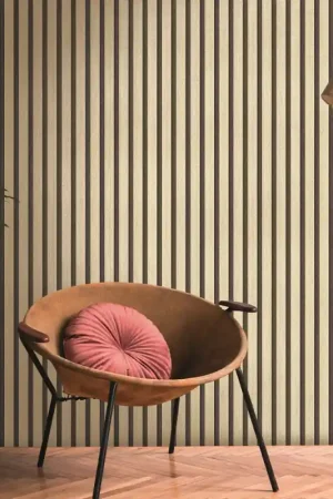 Affaire À Saisir Papier peint intissé tasseaux de bois doré fond noir AS CREATION