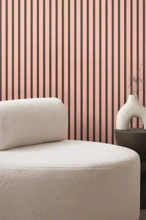 Marque Papier peint intissé tasseaux de bois rose fond noir AS CREATION