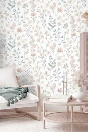 Dernier Modèle Papier peint intissé Floral Candy Beige UGEPA