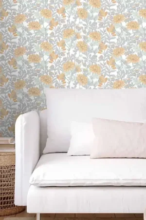 Offre Spéciale Papier peint intissé floral jaune UGEPA