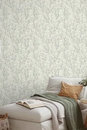 Papier peint intissé tige florale sauvage vert pastel UGEPA Soldes