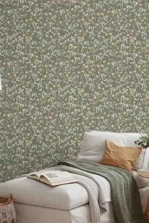 Papier peint intissé tige florale sauvage vert UGEPA Meilleur Choix