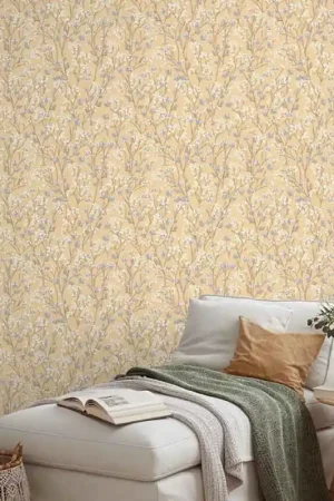 Papier peint intissé tige florale sauvage orange UGEPA Meilleure Vente