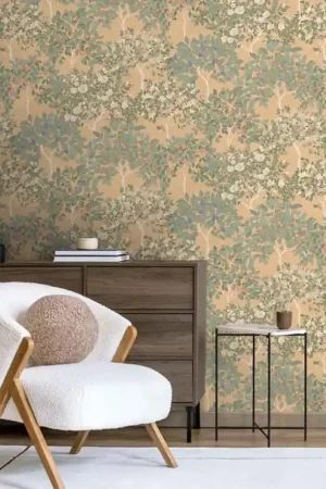 Papier peint intissé arbre vert et orange UGEPA Bon Plan