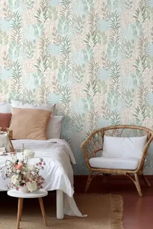 Papier peint intissé feuillage bleu et vert UGEPA Meilleure Vente