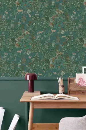 Papier peint intissé feuillage Babylone vert UGEPA Haute Qualité