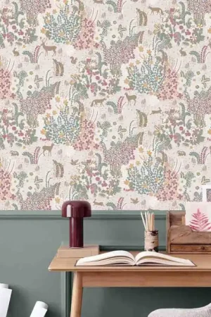 Papier peint intissé feuillage Babylone rose UGEPA Offre Exclusive