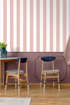 Papier peint intissé à Rayures Pastel Rose UGEPA Populaire