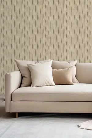 Quantité Limitée Papier peint intissé lame de bois bois ondulé beige UGEPA