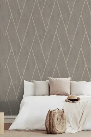 Papier peint intissé bois chevron taupe UGEPA Solde