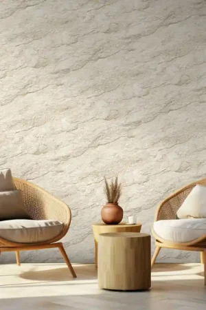 Papier peint intissé roche façon craie beige naturel UGEPA Populaire