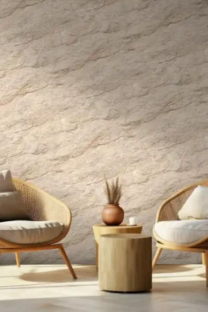 Dernier Modèle Papier peint intissé roche façon craie beige UGEPA