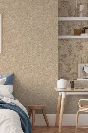 Papier peint intissé graminée façon liège beige naturel UGEPA Nouvelle Collection
