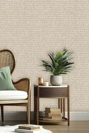 Prix Réduit Papier peint intissé tresse en osier beige naturel UGEPA