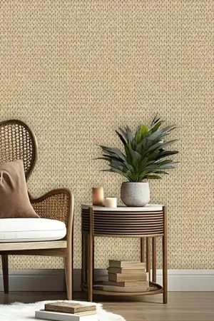 Paiement Sécurisé Papier peint intissé tresse en osier beige UGEPA