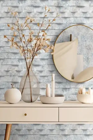 Papier peint intissé rayure marbre gris bleu UGEPA Populaire