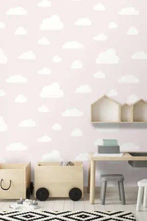 Papier peint intissé nuage rose pastel UGEPA Offre Limitée