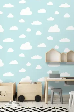 Prix Réduit Papier peint intissé nuage bleu turquoise UGEPA