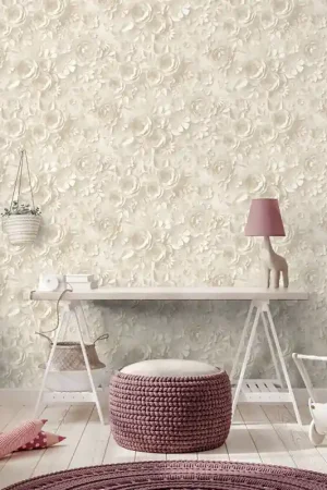 Affaire À Saisir Papier peint intissé bouquet de fleurs beige UGEPA