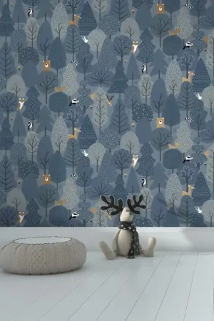 Soldes Papier peint intissé feuillage végétal bleu nuit UGEPA