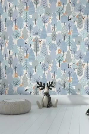 Populaire Papier peint intissé feuillage végétal bleu UGEPA