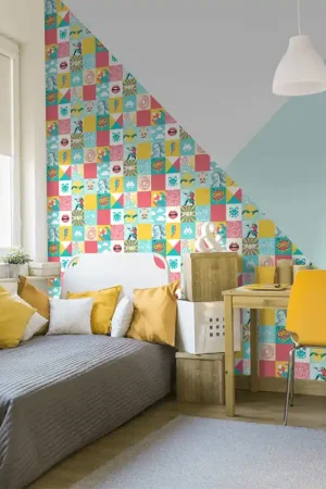 Prix Bas Papier peint intissé Carrelage POP multicolore UGEPA