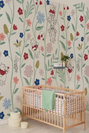 Papier peint panoramique intissé Winny l‘ourson floral multicolore KOMAR Super Prix