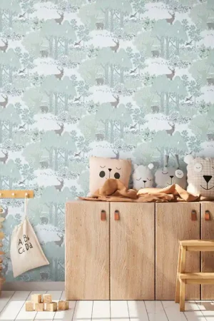 Papier peint intissé forêt enchantée d‘animaux vert AS CREATION Prix Promo