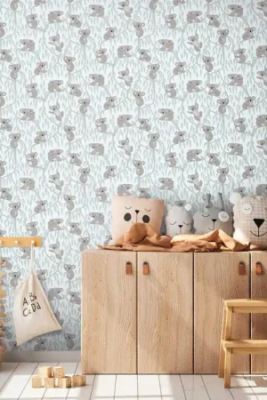 Papier peint intissé koala gris sur fond vert AS CREATION Seulement Aujourd'hui